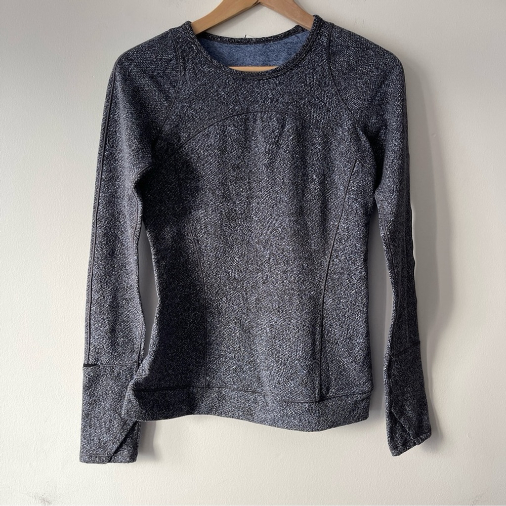 Lululemon Cypress Kiss Long Sleeve Fusion Jacquard Black Violet Viola 6 running